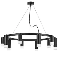 Люстра подвесная Рулло (Rullo) LR0203758751 Lightstar чёрная на 10 ламп, основание чёрное в стиле хай-тек Люстра подвесная Рулло (Rullo) LR0203758751 Lightstar чёрная на 10 ламп, основание чёрное в стиле хай-тек